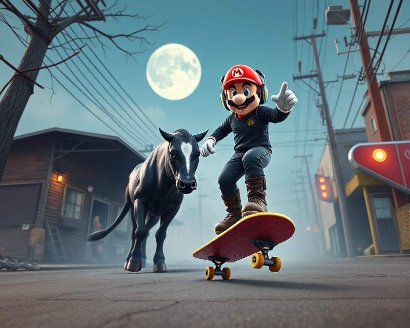 batman, skateboard, mule, super mario, panther